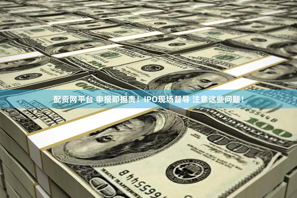 配资网平台 申报即担责！IPO现场督导 注意这些问题！