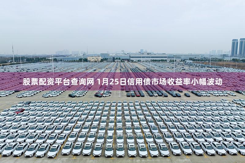 股票配资平台查询网 1月25日信用债市场收益率小幅波动