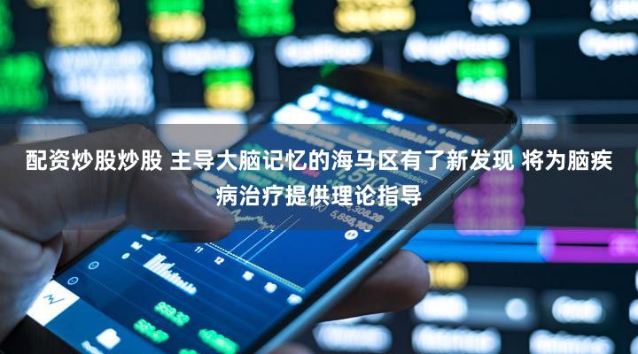 配资炒股炒股 主导大脑记忆的海马区有了新发现 将为脑疾病治疗提供理论指导